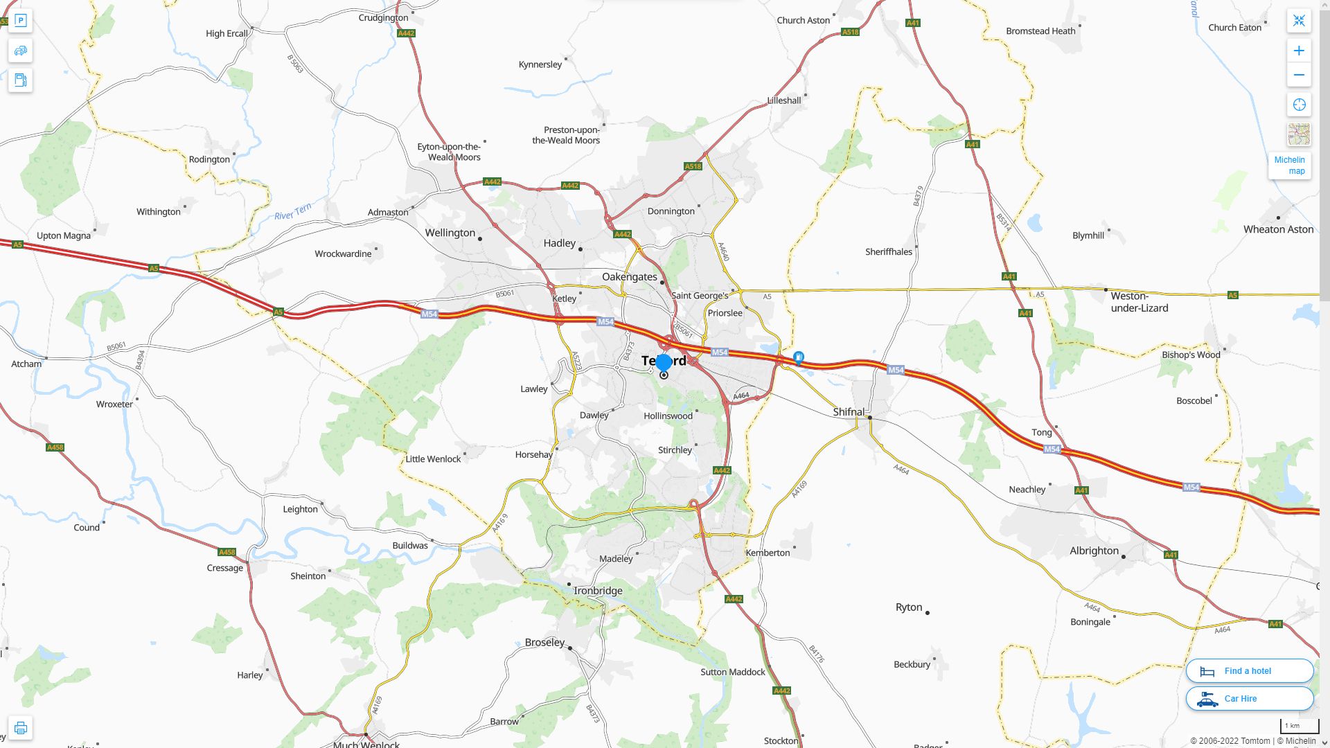 Telford Royaume Uni Autoroute et carte routiere